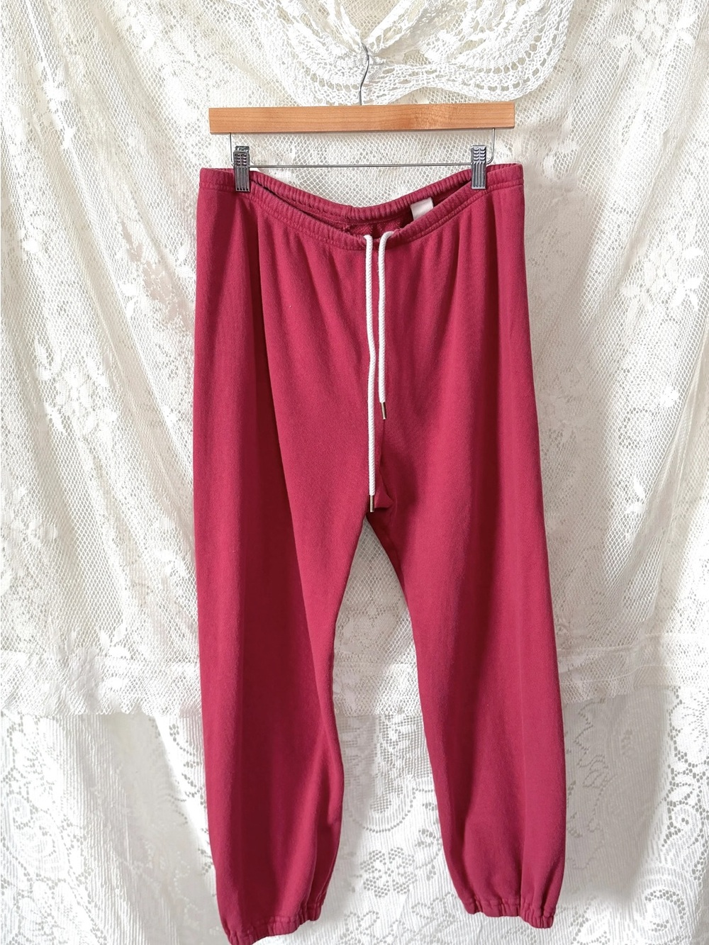 The GREAT Stadium Joggers Sweatpants in Cranberry Red 3 or L